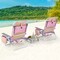 Costway 2-Pack Folding Backpack Beach Chair Table Set 5-Position Outdoor Reclining Chair Blue/Navy/Pink/Pattern/Flower/Yellow